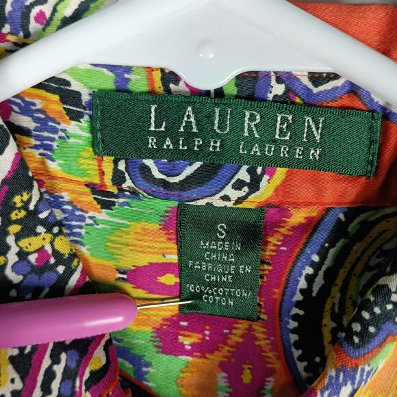 Lauren Ralph Lauren Top Blouse Women Small Paisley Button Up LRL - Picture 2 of 12